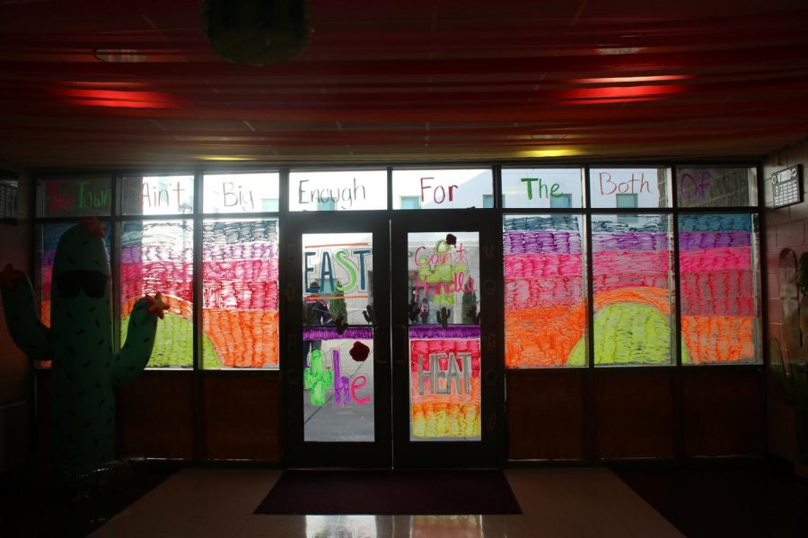 The class of 2022 window decorations.