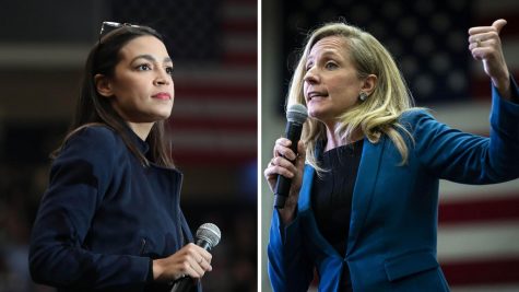 Images of representatives Alexandria Ocasio-Cortez and Abigail Spanberger